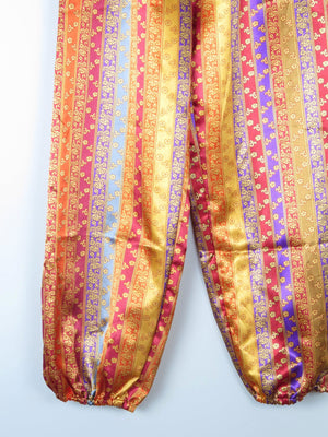 Women's Harem Genie Style Satin Printed Trousers M - The Harlequin