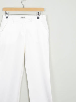 Women's Italian Cream/Off White Boot Cut 90s Tailored Trousers 8/10 28W - The Harlequin