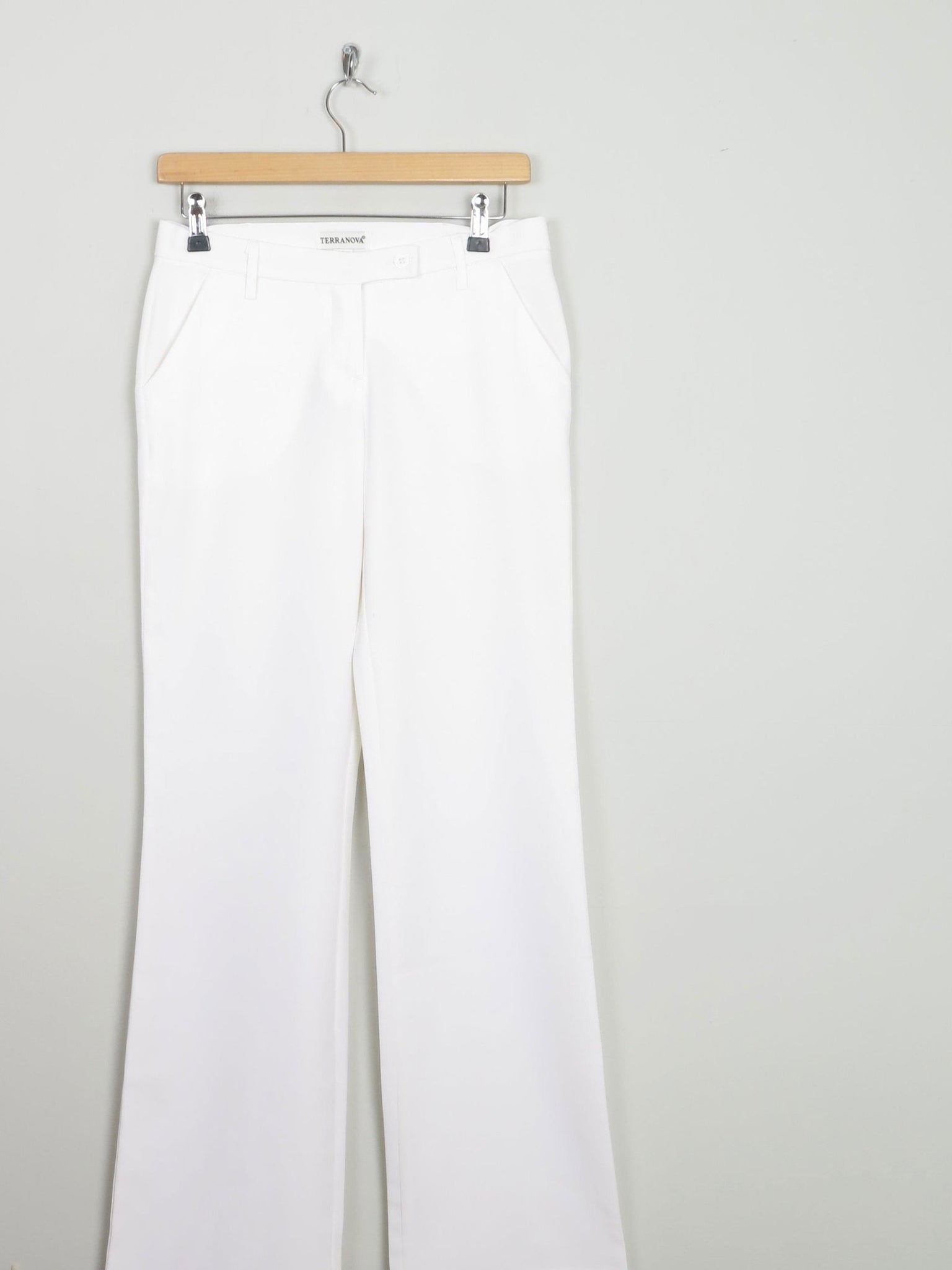 Women's Italian Cream/Off White Boot Cut 90s Tailored Trousers 8/10 28W - The Harlequin