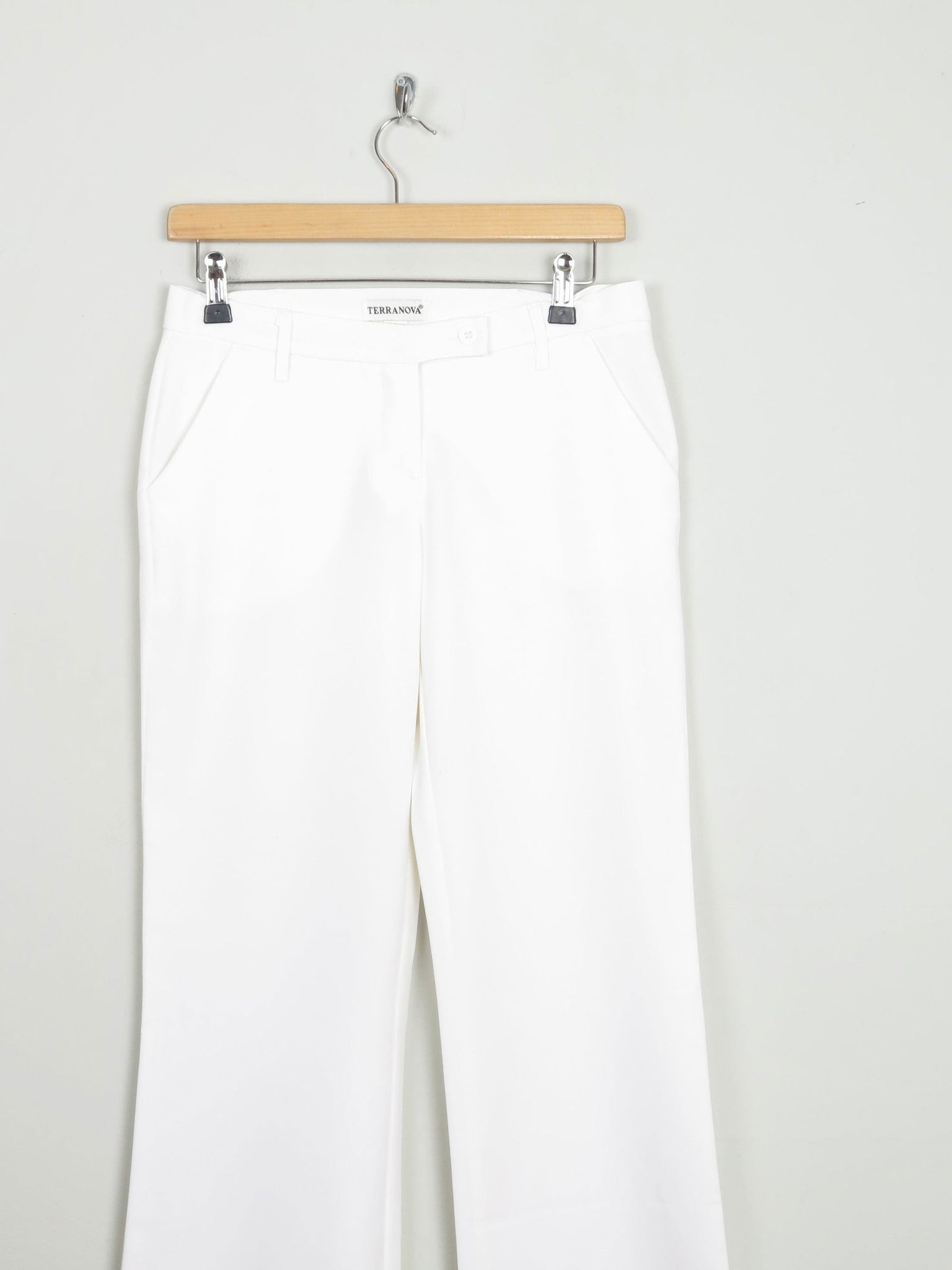Women's Italian Cream/Off White Boot Cut 90s Tailored Trousers 8/10 28W - The Harlequin