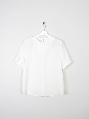 Women's Ivory Short Sleeved Blouse With Embroidery Detail S - The Harlequin