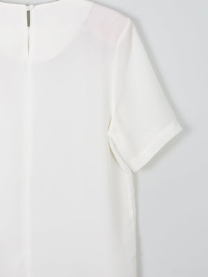Women's Ivory Short Sleeved Blouse With Embroidery Detail S - The Harlequin