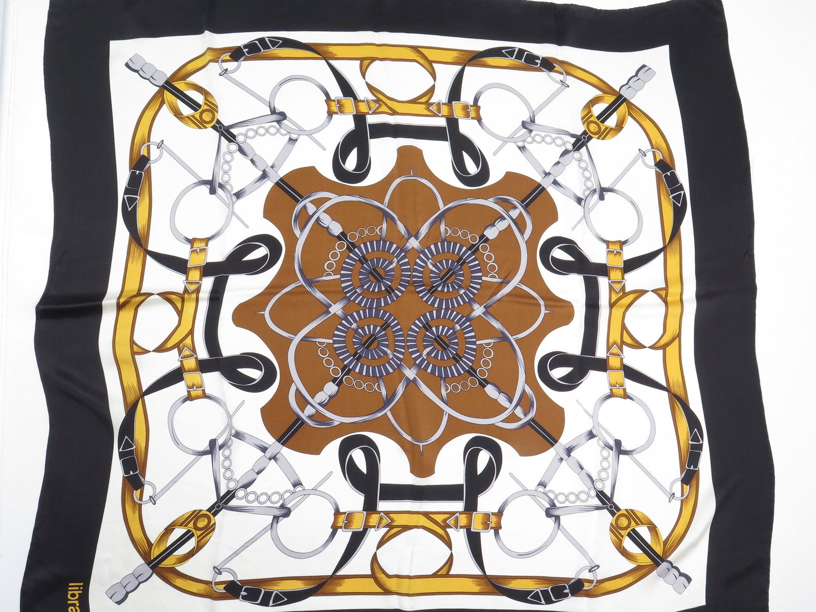 Women's Libra Vintage Silk Scarf Horse Bit Print Large - The Harlequin