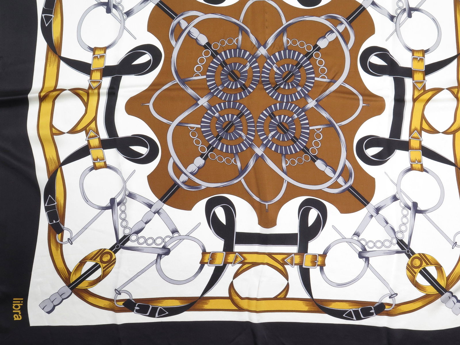 Women's Libra Vintage Silk Scarf Horse Bit Print Large - The Harlequin