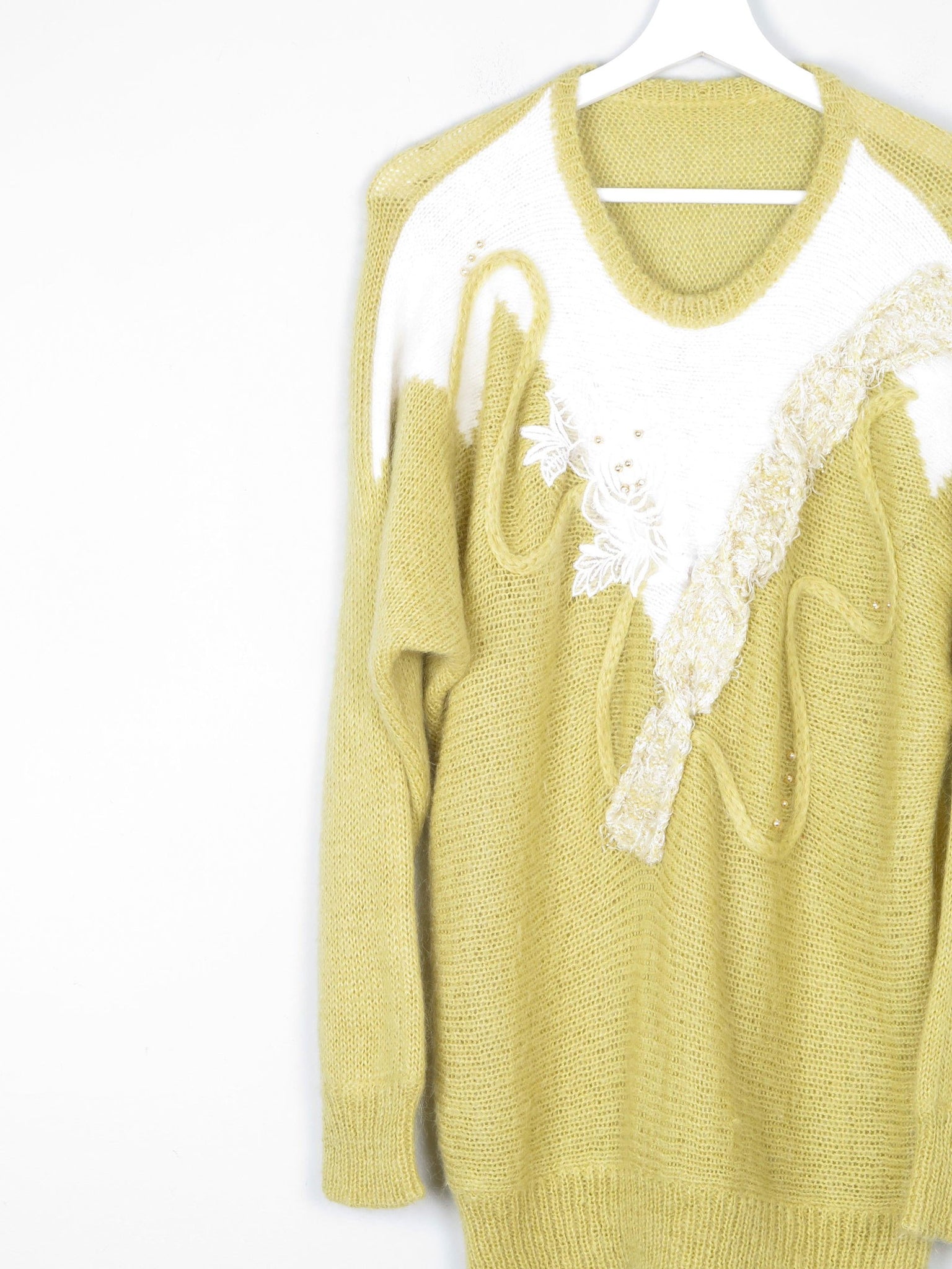 Women's Lime Green Vintage Mohair Jumper S/M - The Harlequin