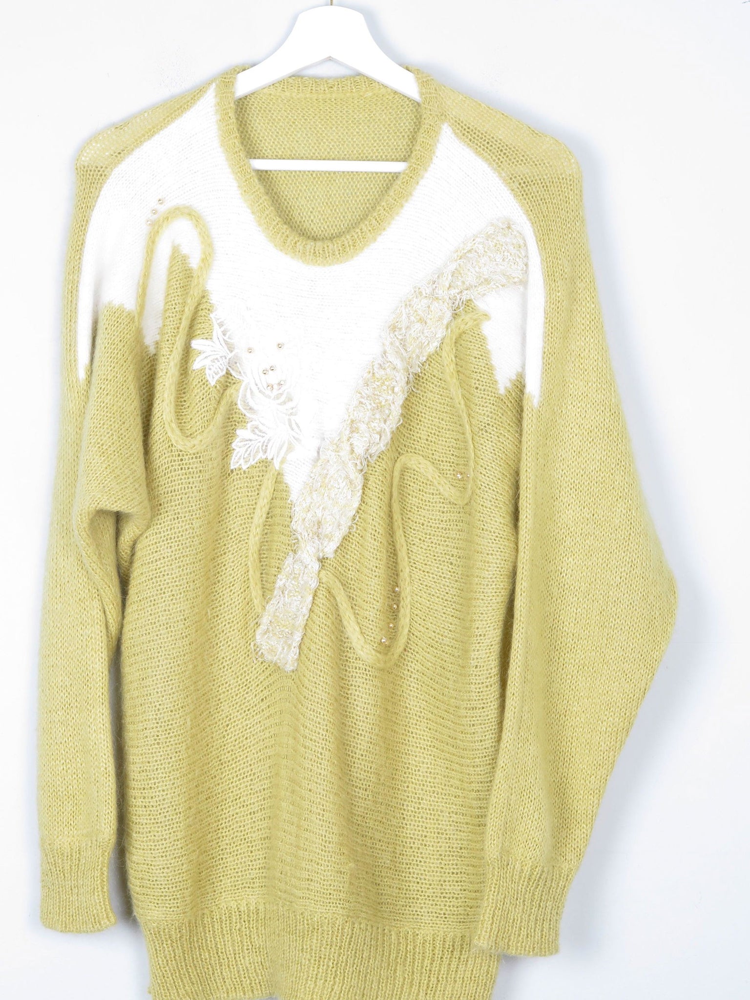 Women's Lime Green Vintage Mohair Jumper S/M - The Harlequin