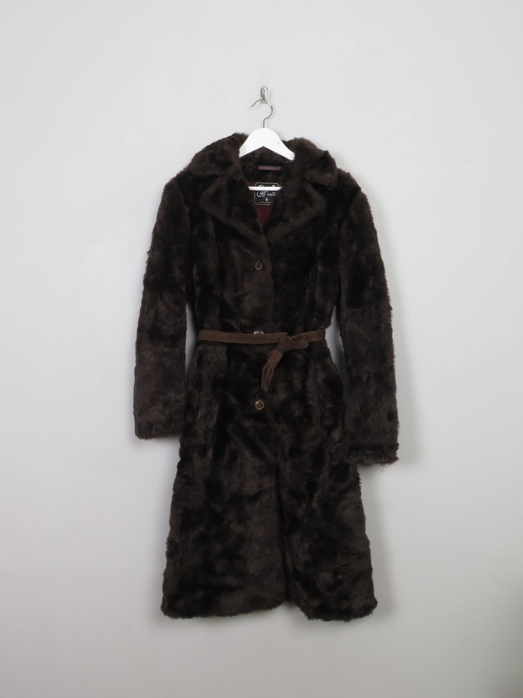 Women's Long Brown Faux Fur Coat S - The Harlequin