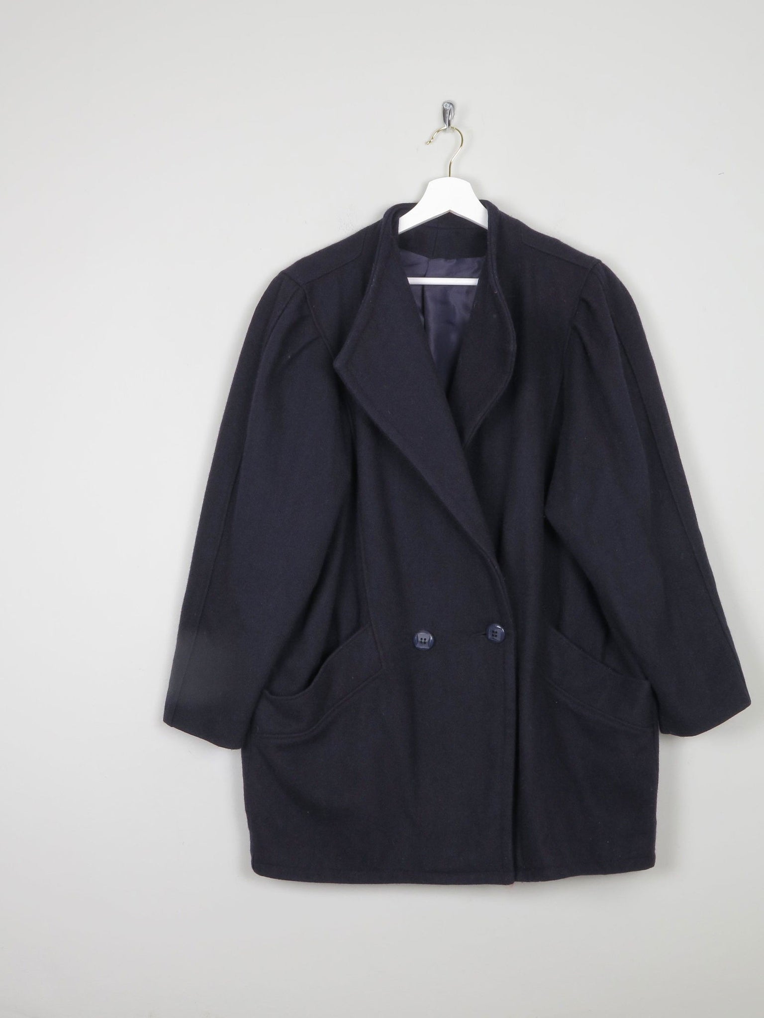 Women's Vintage Navy 80s Short Coat M/L - The Harlequin