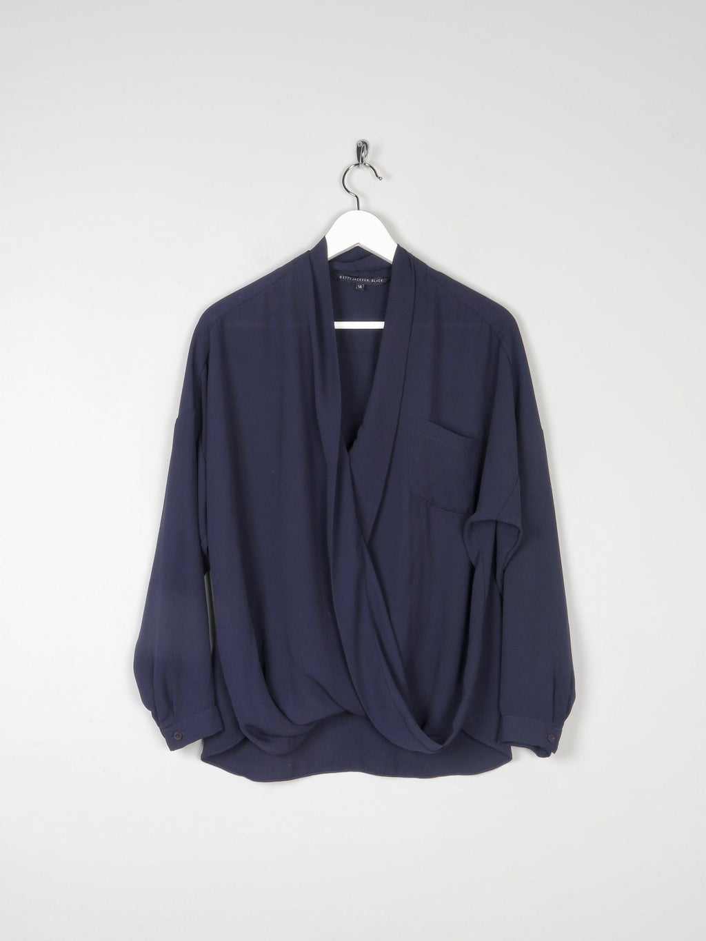 Women’s Navy Betty Jackson Cross Over Blouse 14 - The Harlequin