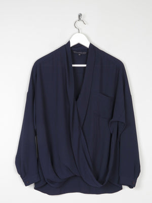 Women’s Navy Betty Jackson Cross Over Blouse 14 - The Harlequin