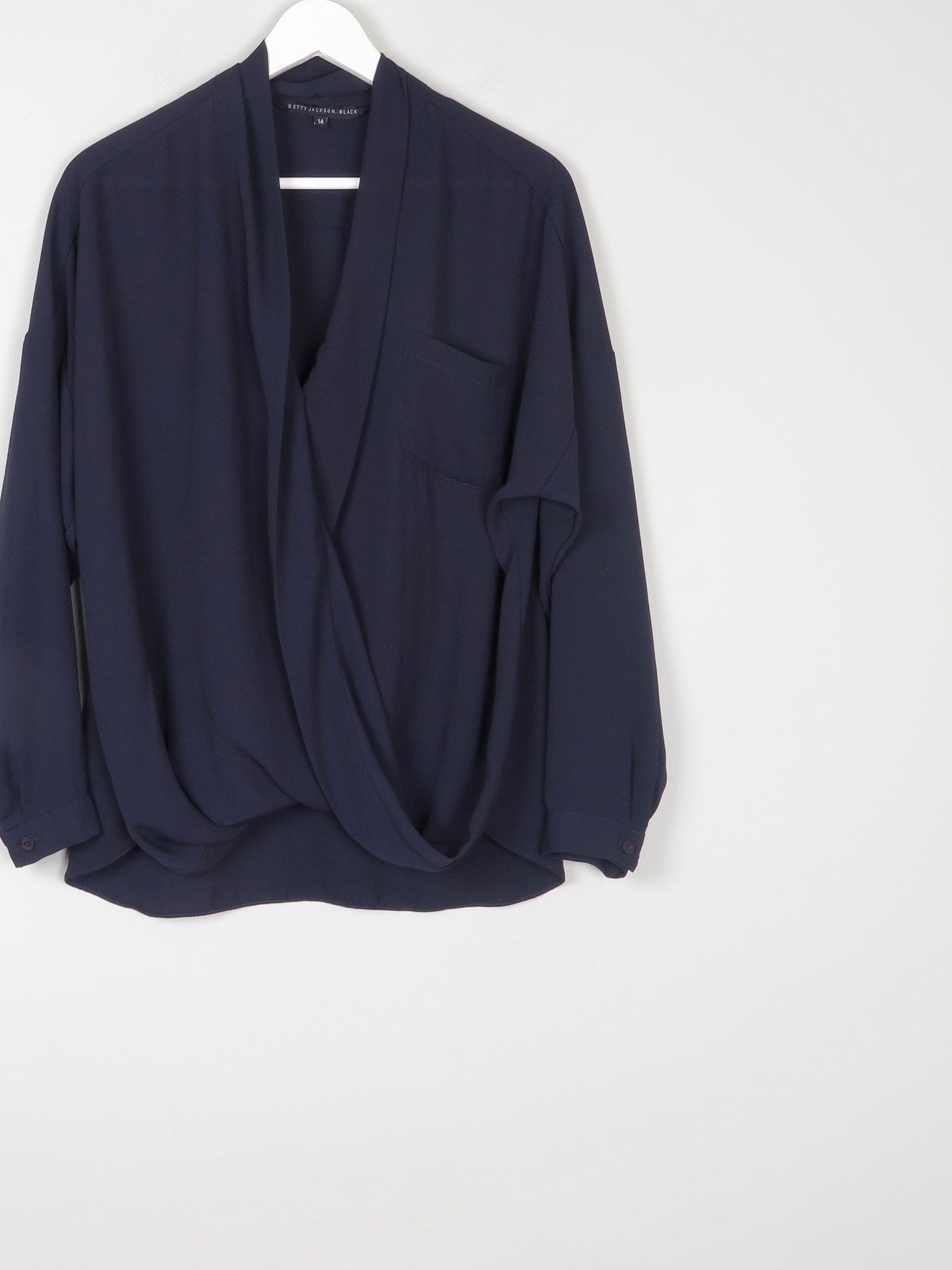 Women’s Navy Betty Jackson Cross Over Blouse 14 - The Harlequin