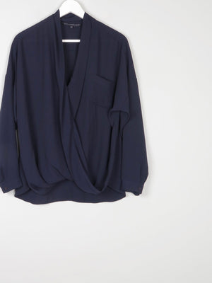 Women’s Navy Betty Jackson Cross Over Blouse 14 - The Harlequin