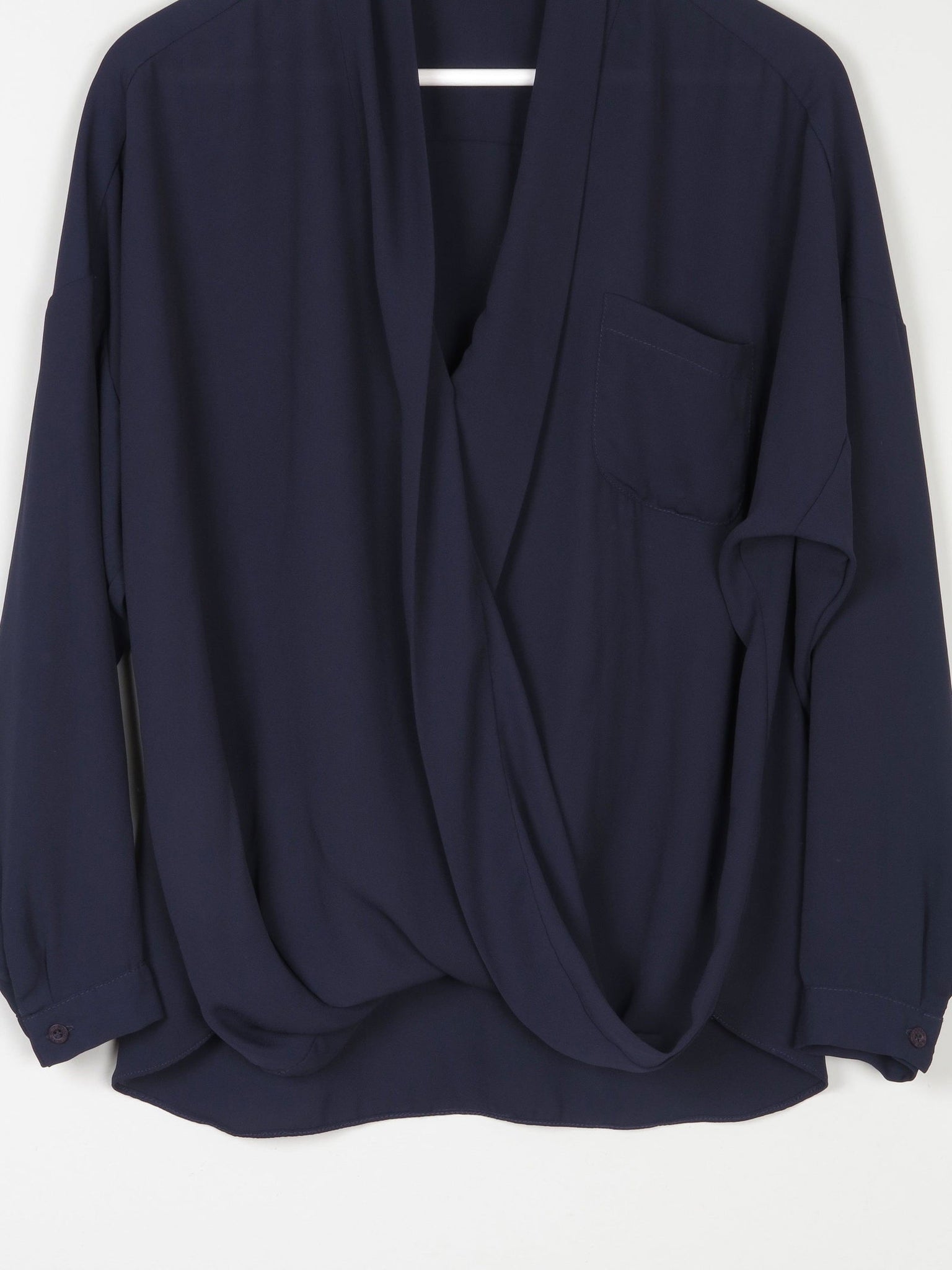 Women’s Navy Betty Jackson Cross Over Blouse 14 - The Harlequin