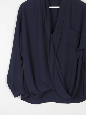 Women’s Navy Betty Jackson Cross Over Blouse 14 - The Harlequin