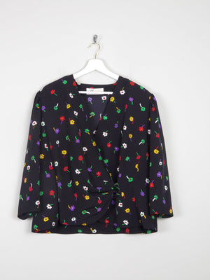 Women's Navy Blouse With Colourful Print XL - The Harlequin