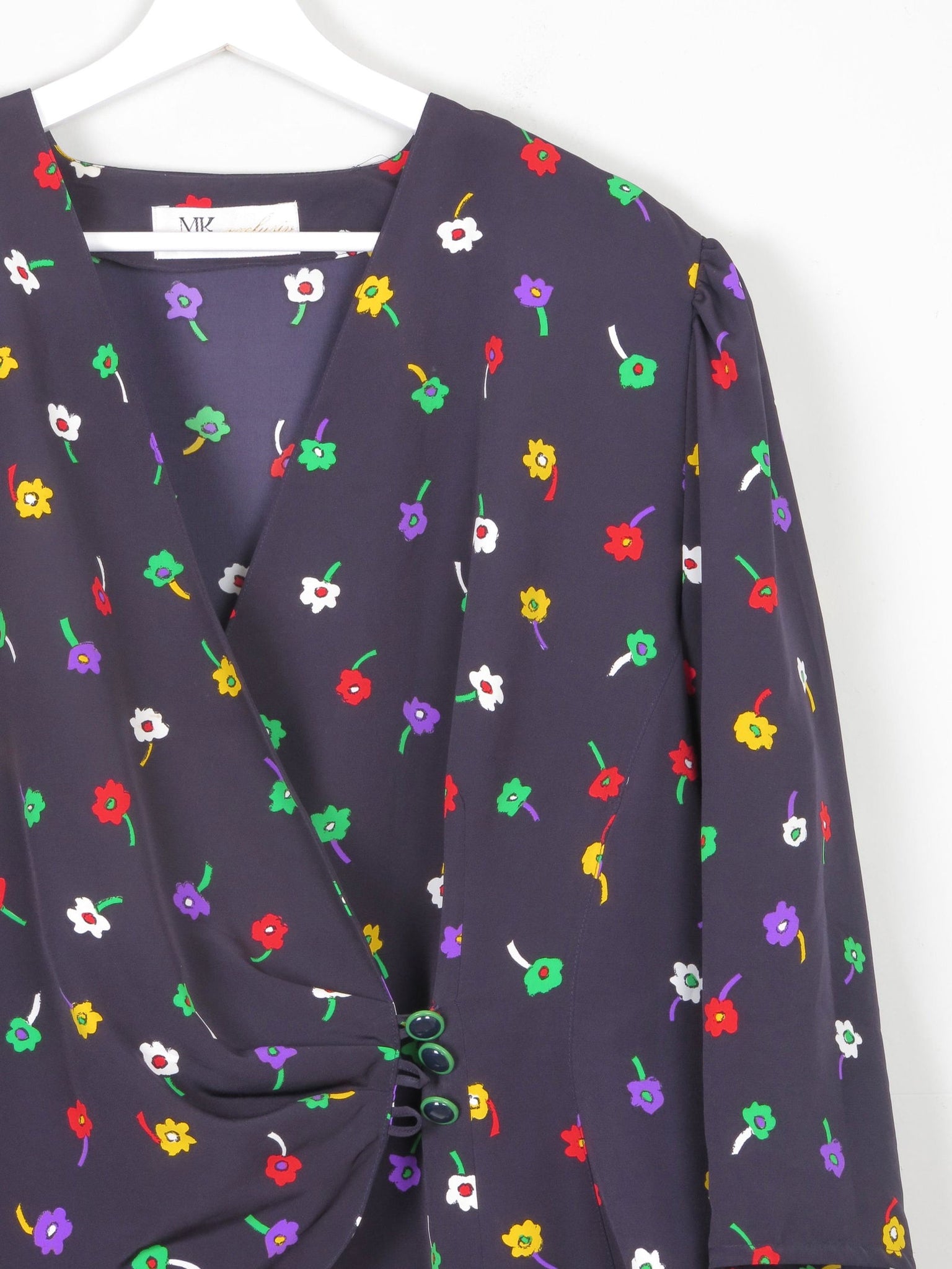 Women's Navy Blouse With Colourful Print XL - The Harlequin