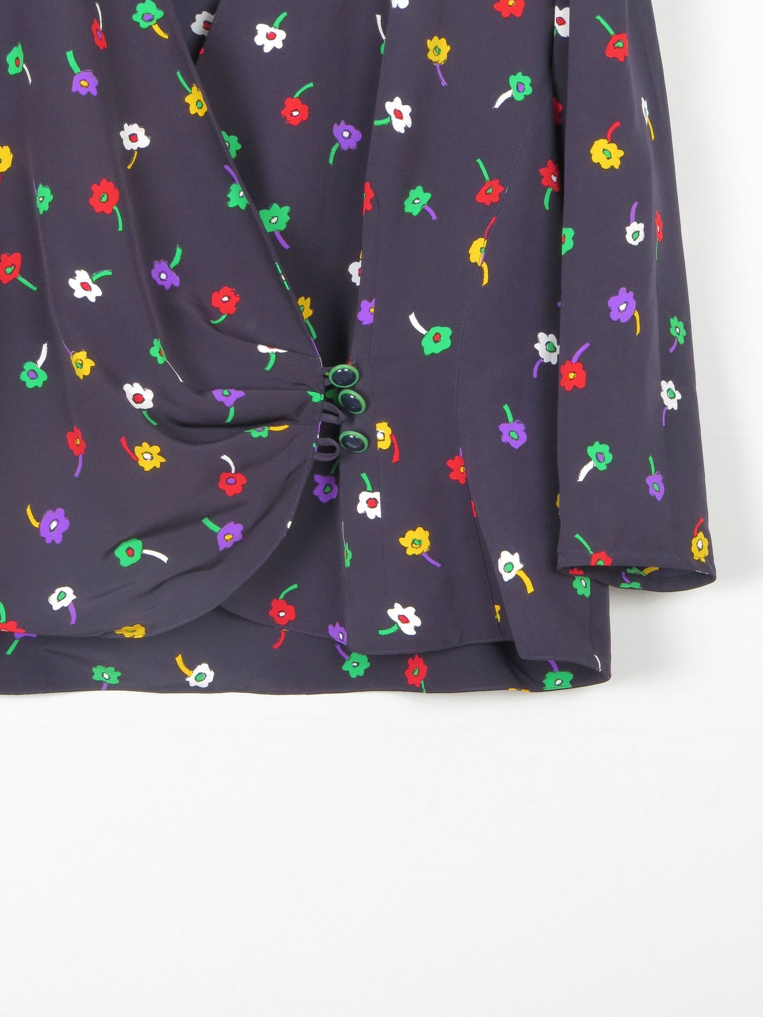 Women's Navy Blouse With Colourful Print XL - The Harlequin