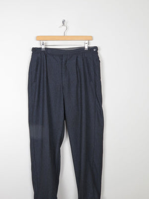Women's Navy Vintage Tapered Leg Wool Mix Trousers 32 14 Approx - The Harlequin