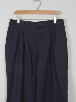 Women’s  Navy Wool Tapered Leg Trousers 14/ L  32" W 31L - The Harlequin