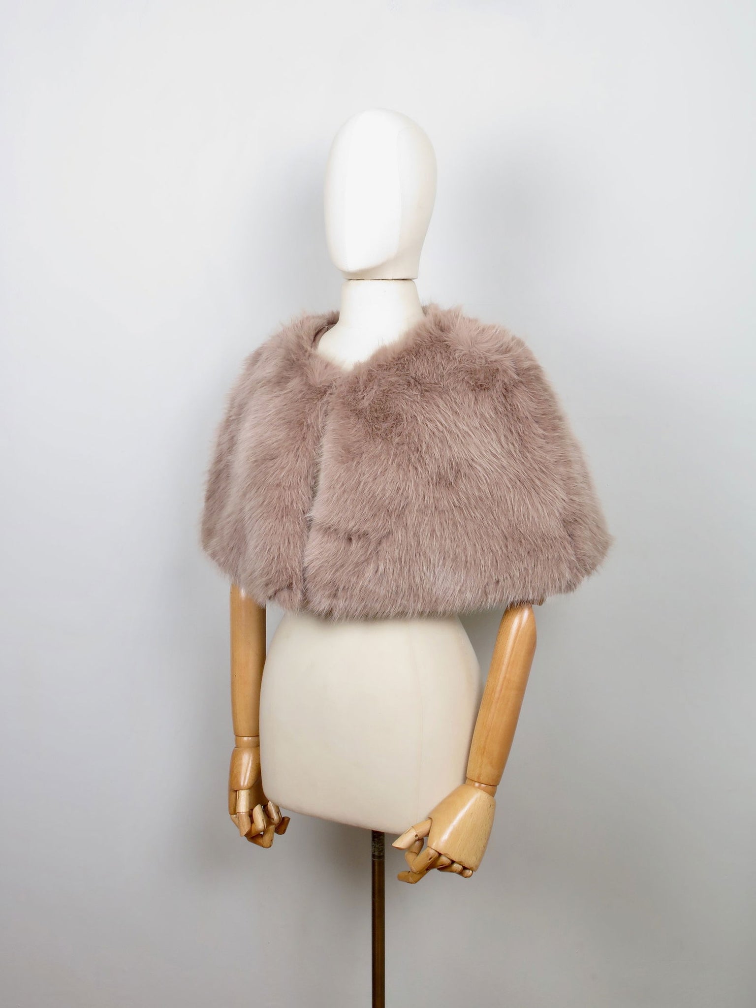 Women's New Faux Fur Cape Taupe/Black Available New - The Harlequin