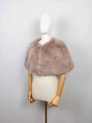 Women's New Faux Fur Cape Taupe/Black Available New - The Harlequin
