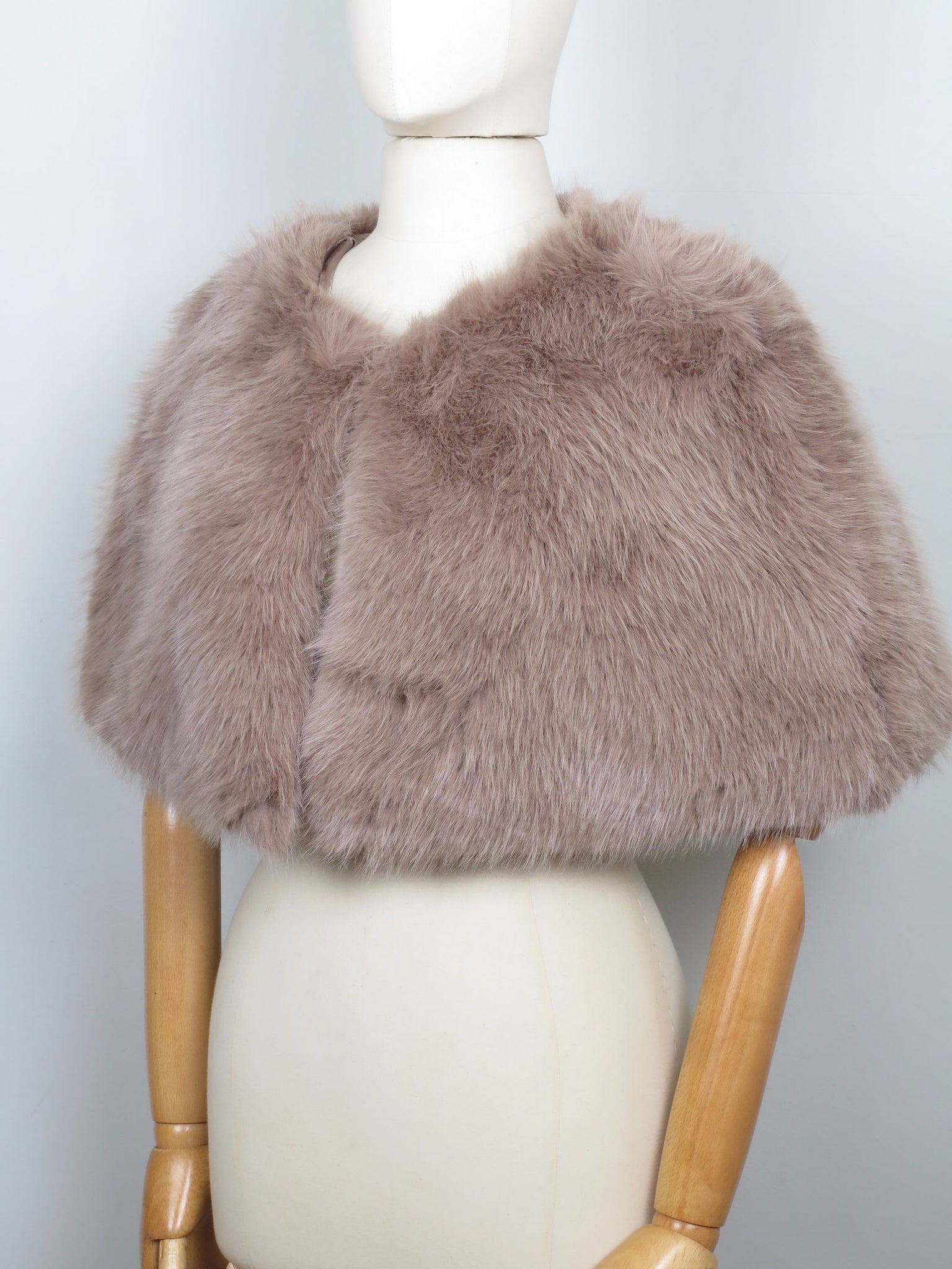 Women's New Faux Fur Cape Taupe/Black Available New - The Harlequin
