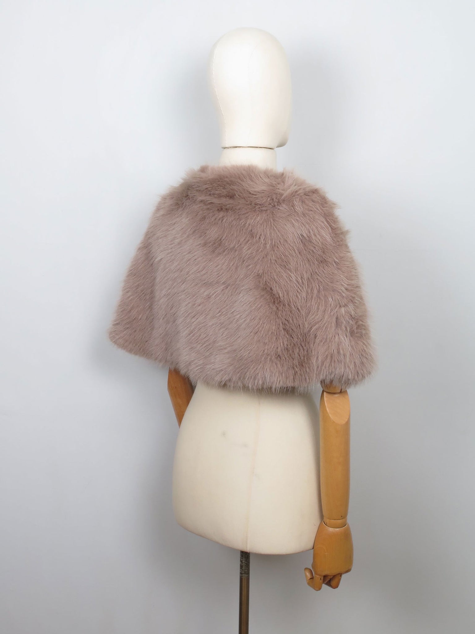 Women's New Faux Fur Cape Taupe/Black Available New - The Harlequin