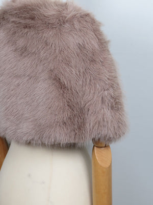 Women's New Faux Fur Cape Taupe/Black Available New - The Harlequin