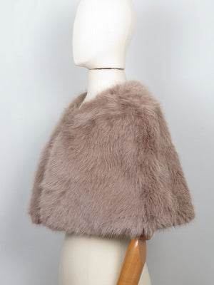 Women's New Faux Fur Cape Taupe/Black Available New - The Harlequin