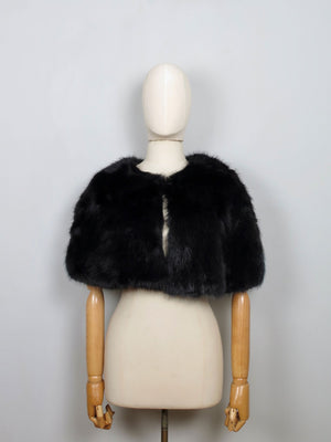 Women's New Faux Fur Cape Taupe/Black Available New - The Harlequin