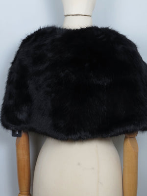 Women's New Faux Fur Cape Taupe/Black Available New - The Harlequin