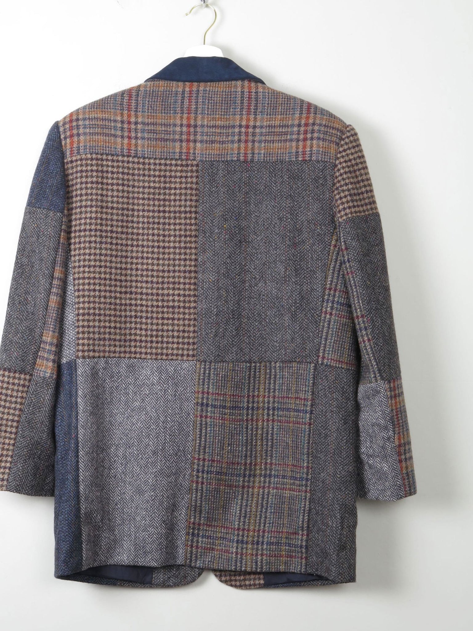 Women's Patchwork Vintage Tweed Jacket S/M Oversized - The Harlequin