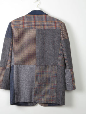 Women's Patchwork Vintage Tweed Jacket S/M Oversized - The Harlequin