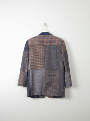 Women's Patchwork Vintage Tweed Jacket S/M Oversized - The Harlequin