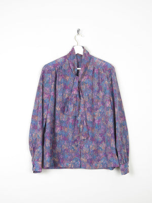 Women's Purple Printed Tie Neck blouse M/L 12/14 Approx - The Harlequin