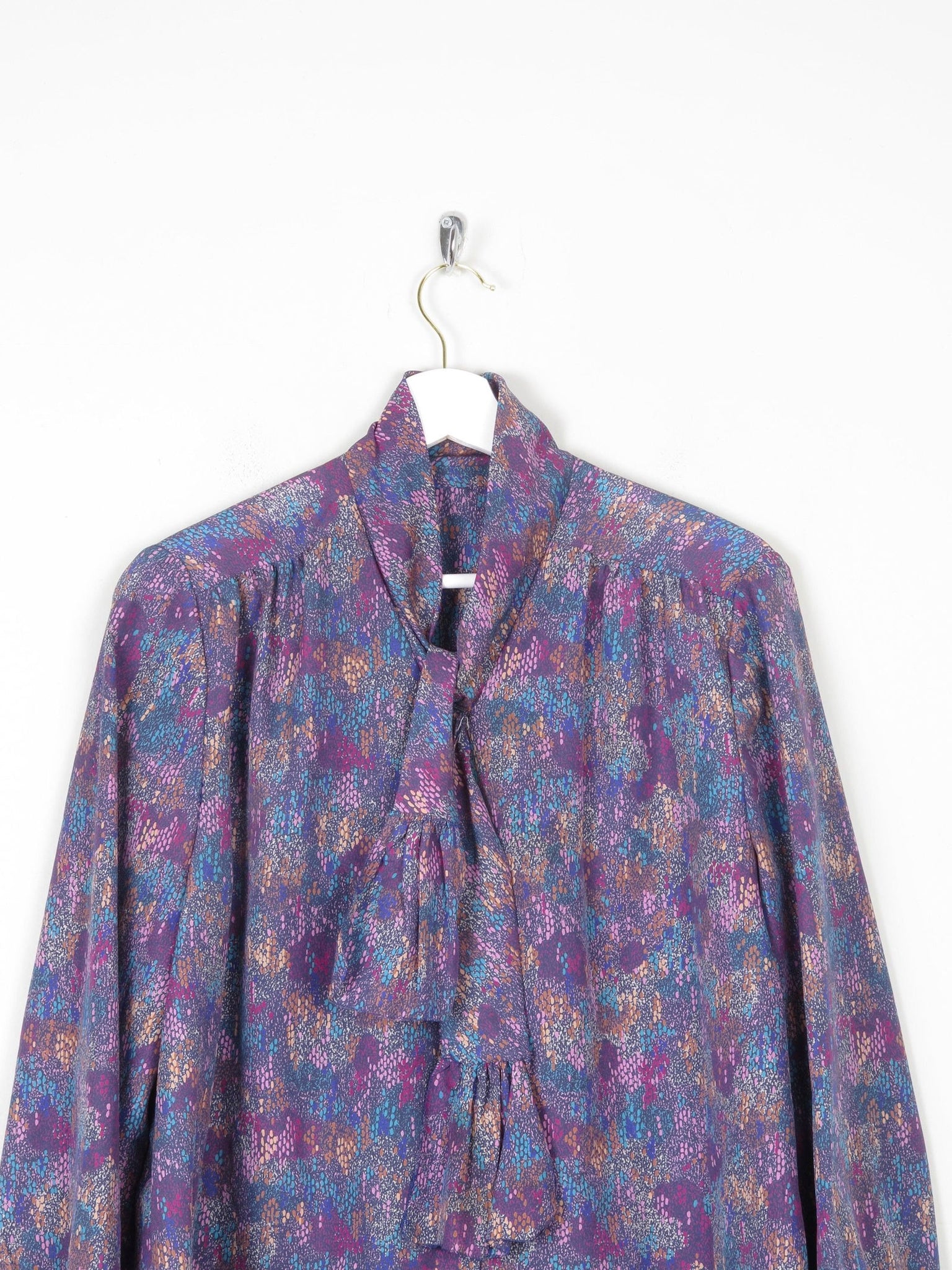 Women's Purple Printed Tie Neck blouse M/L 12/14 Approx - The Harlequin