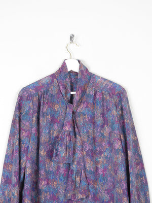 Women's Purple Printed Tie Neck blouse M/L 12/14 Approx - The Harlequin