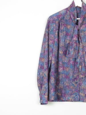 Women's Purple Printed Tie Neck blouse M/L 12/14 Approx - The Harlequin