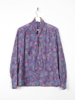 Women's Purple Printed Tie Neck blouse M/L 12/14 Approx - The Harlequin