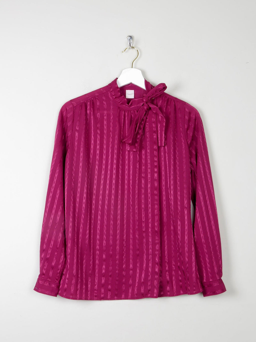 Women's Raspberry Vintage Tie Neck Blouse S - The Harlequin