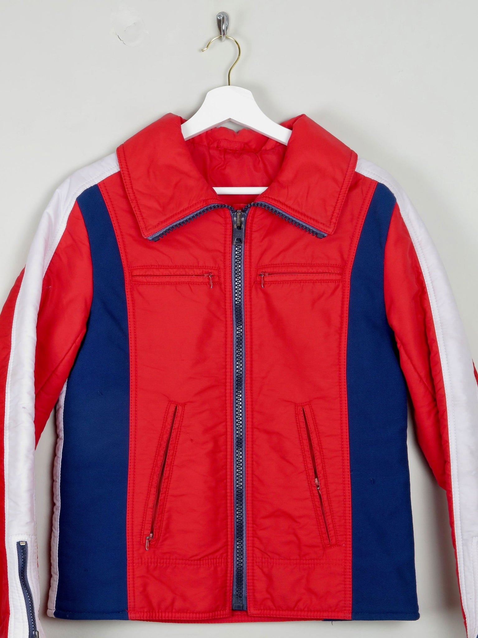 Women's Red/Navy/White Vintage Ski Jacket S - The Harlequin