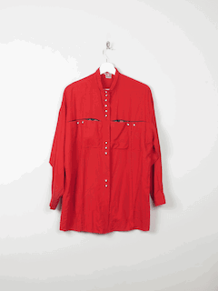 Women's Red Austrian Blouse M/L - The Harlequin