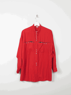 Women's Red Austrian Blouse M/L - The Harlequin