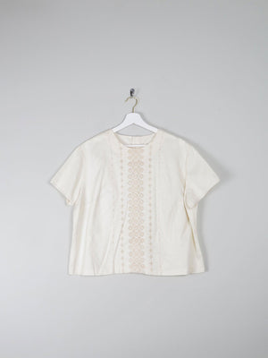 Women's Rich Cream Vintage Blouse XL - The Harlequin