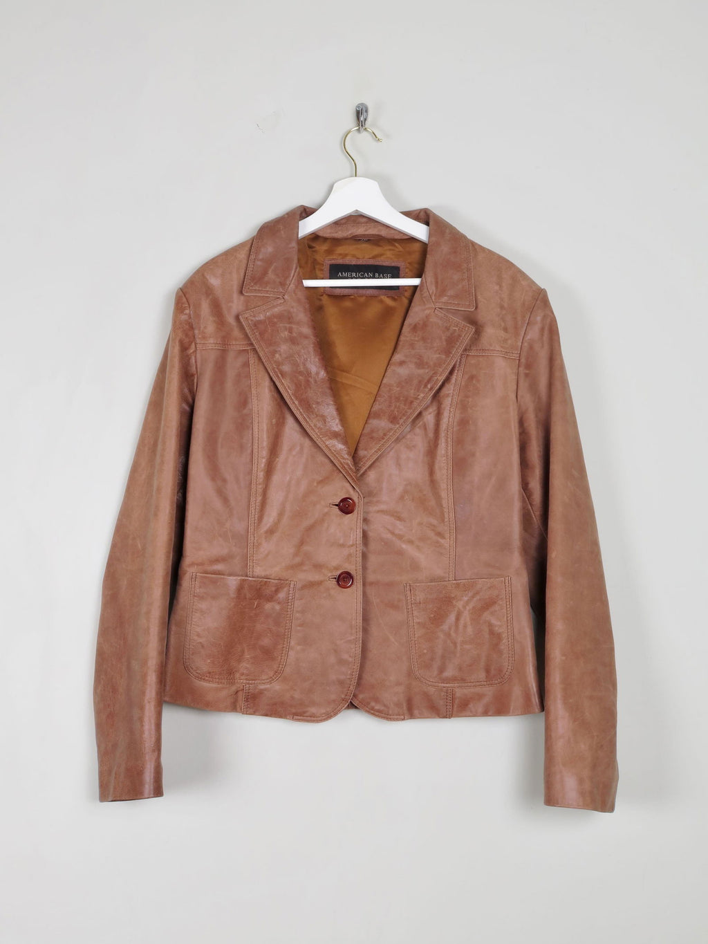Women's Tan/Brown Vintage Leather Jacket L - The Harlequin