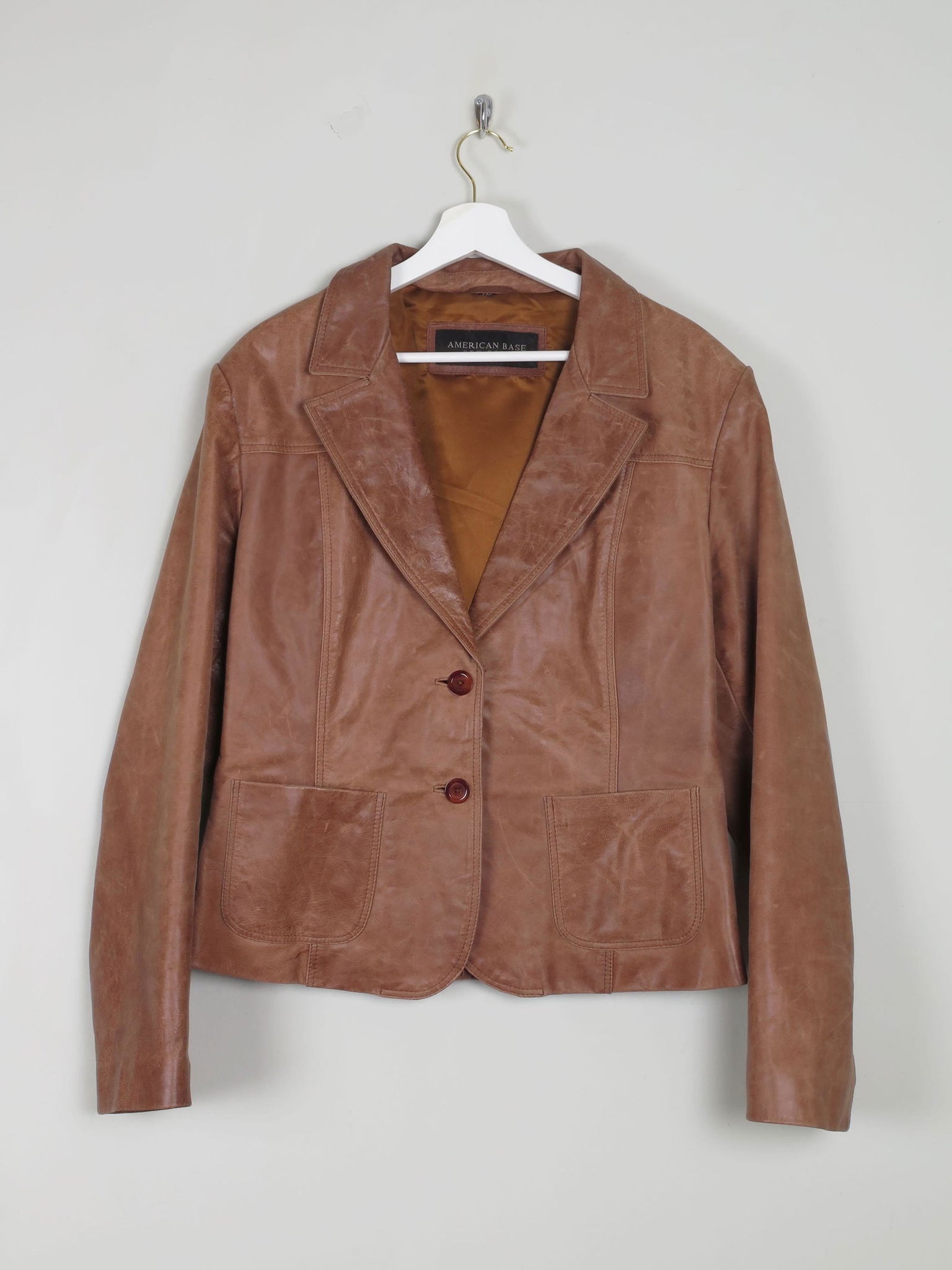 Women's Tan/Brown Vintage Leather Jacket L - The Harlequin