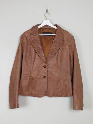Women's Tan/Brown Vintage Leather Jacket L - The Harlequin