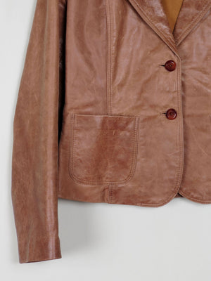 Women's Tan/Brown Vintage Leather Jacket L - The Harlequin