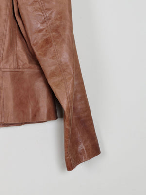 Women's Tan/Brown Vintage Leather Jacket L - The Harlequin