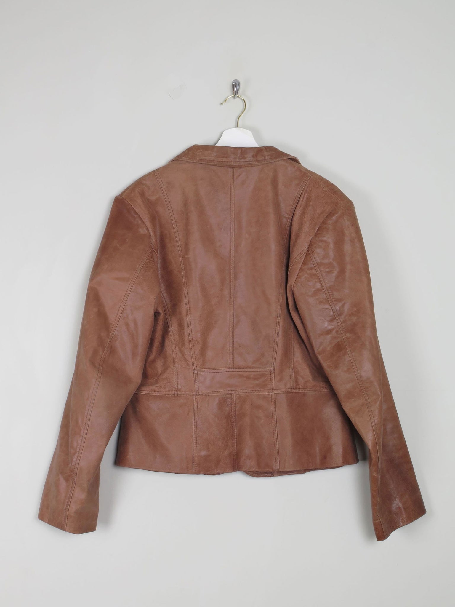 Women's Tan/Brown Vintage Leather Jacket L - The Harlequin